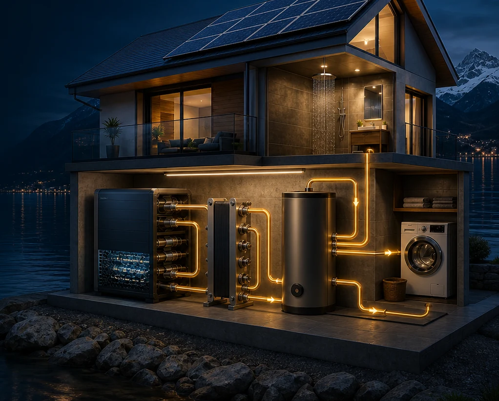 Miner, Wärmetauscher, Pufferspeicher und Warmwassernutzung